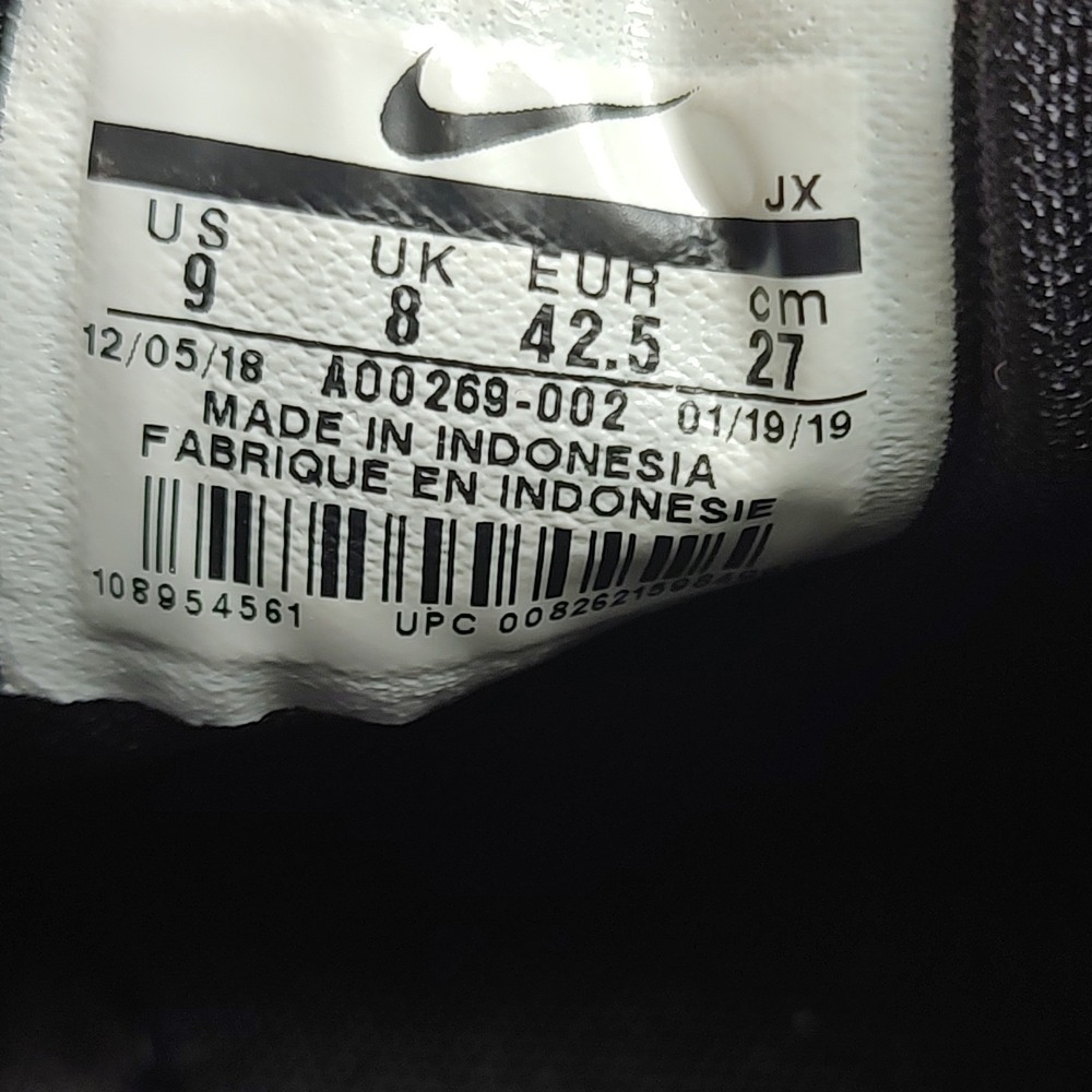 Nike Zoom 2K Triple Black Mens Running Shoes AO0269-002 Size 9 Retro Y2K Sneaker